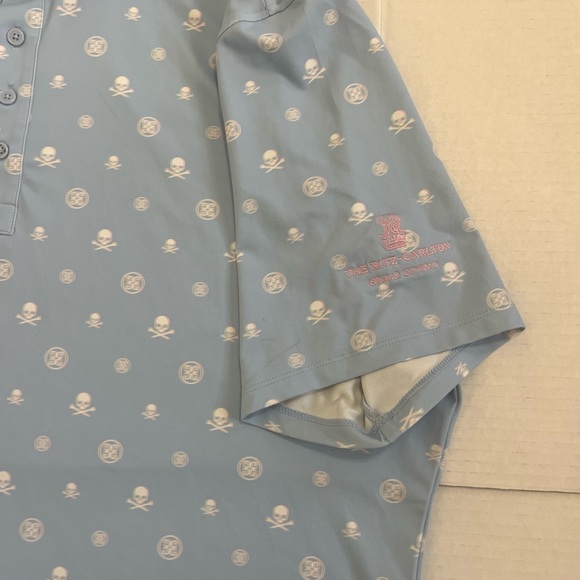 G-Fore Shirt Adult Size XL Sky Blue Allover Skull Print Golf Polo Rugby Mens - Picture 5 of 13